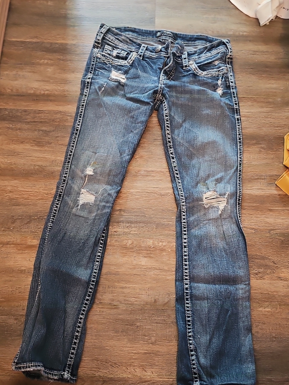 Silver Jeans Women's Skinny Distressed Blue Denim W30/33,Baby Boot, Tuesday Low